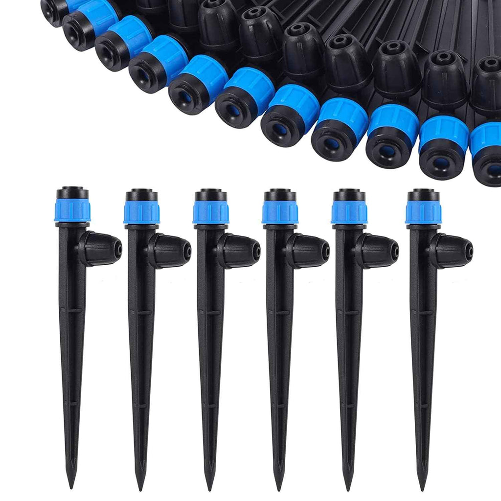 50 Pcs 360° Adjustable Drip Irrigation Spray Emitters | Drippers Sprayer for 1/4 inch Tubing, Garden Drippers Sprayer Perfect for House Garden Watering System (50pcs-Blue)