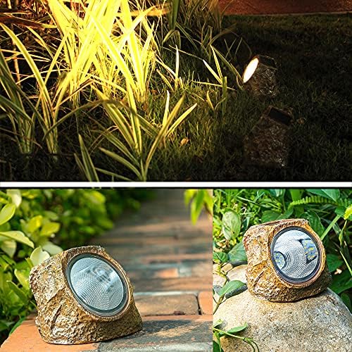 EiGreen Solar Garden Rock Lights Outdoor, 2 Pack 10 LED Waterproof