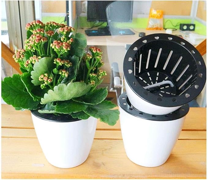 2 Pcs 3.5“ Self Watering Planter White Flower Pot, Flowers Plants, Small Mini - Image 4