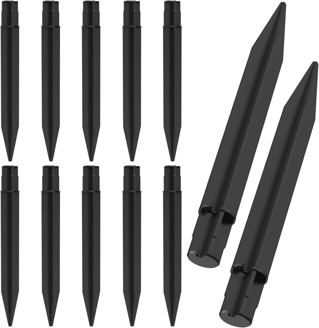 SDTC Tech 12 Pack ABS Ground Spikes for ID 0.83" Solar Torch Lights | Abs Plastic, Outdoor Garden Stakes, Repair Broken Spikes, No-tool Install, 8.2" Reinforced Anti-bend, Anti-loose Top Designt