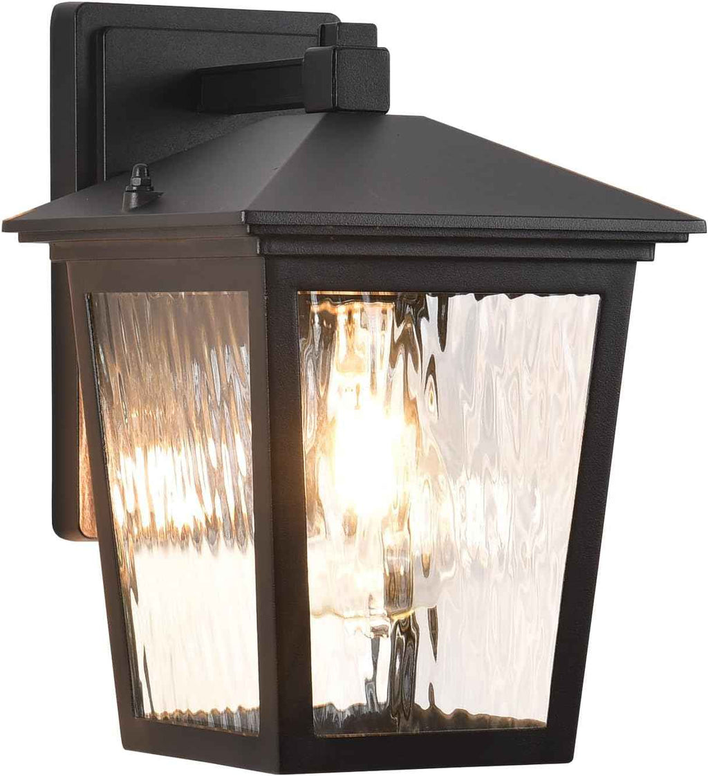 Black Outdoor Wall Sconce Anti-Rust Wall Light Fixture Water Glass