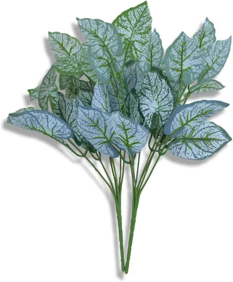 6 Bundles of Artificial Green Plants, Artificial Greenery, Fake Floral Plants Decor Outdoor Artificial Plants,Plastic Plants，Outdoor Large Decorative Flowers (spot)