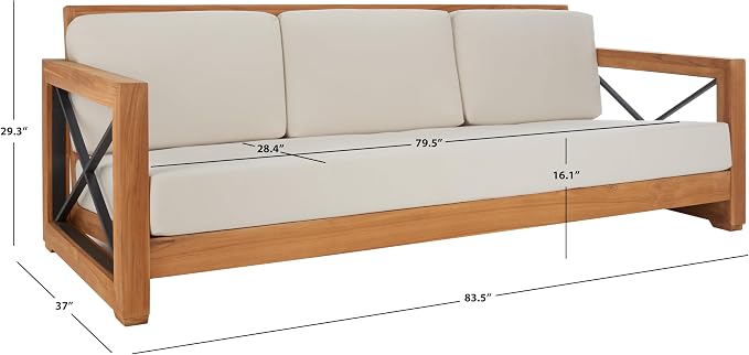 SAFAVIEH Couture Outdoor Patio Furniture Collection – Curacao 3-Seat Patio Sofa - Image 3