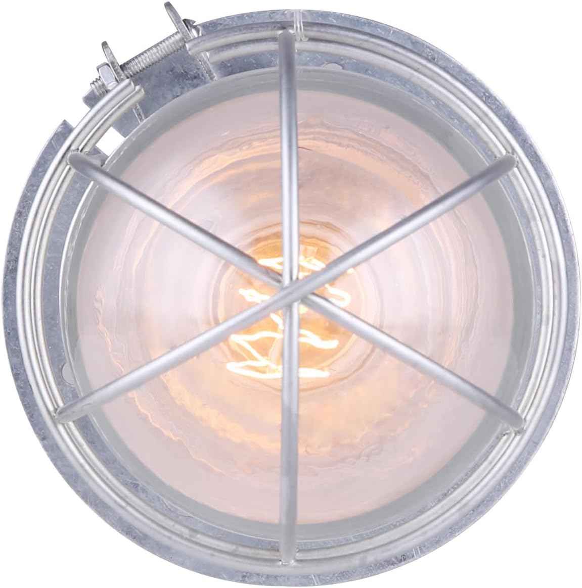 Canarm Outdoor Silver Barn Light, Industrial Wall or Ceiling Mount Sconce, 7-Inch Damp Rated Fixture for Porch, Patio, or Entryway