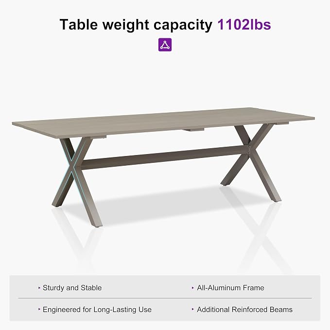 PURPLE LEAF Patio Dining Set for 10 All-Weather Wicker 11 Piece Aluminium - Image 6