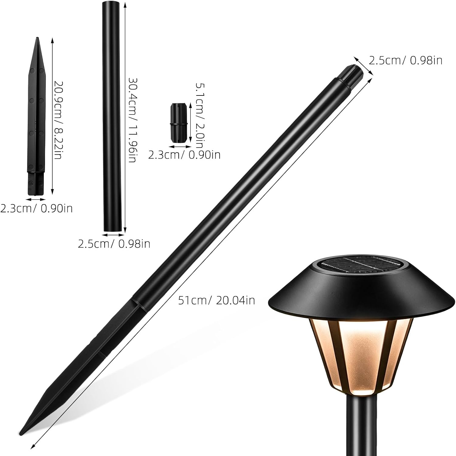 Uonlytech 8 Sets Pathway Extension Garden Solar Plastic Ground Outdoor Landscaping Spike Spikes Connectors Part for Lights Stakes Patio Tube Replacement Landscape Yard Light Torch with