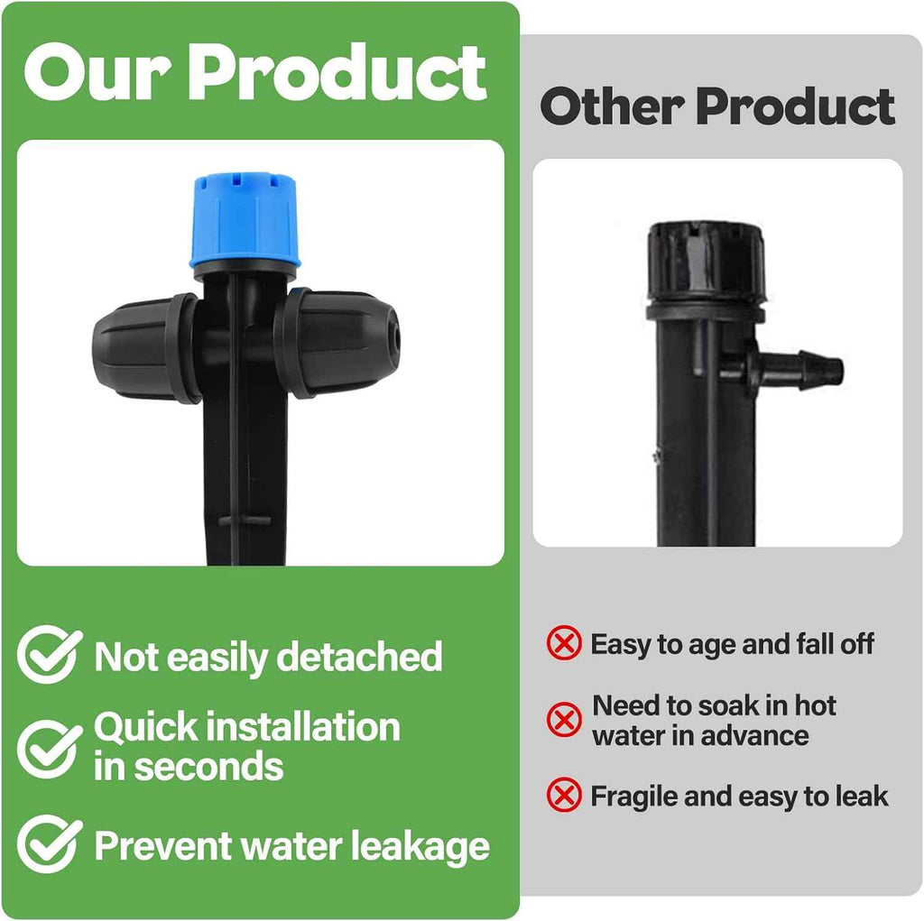 35PCS Double-Head Drip Irrigation Emitters Sprayers for 1/4" Tubing (Blue) | Barbed Drip Emitters for 4/7mm Tubing, Adjustable 360 Degree Vortex Water Flow Dripper with Lock for Garden Watering System