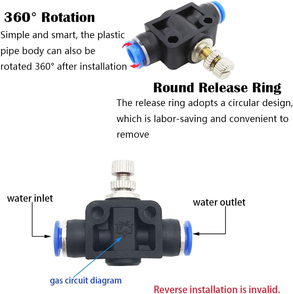 CESFONJER 8mm Quick Connector, 6 Pcs Quick Sprinkler Head Universal Adjustment, Watering and Flower Watering Irrigation Micro Spray New Nozzle, With 10 Pcs Air Push Quick Fittings