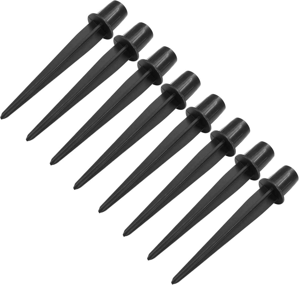 Biaungdo 8 Black Ground Spikes, 8.25 Inch ABS Plastic Solar Light Stakes | High-Strength ABS Plastic Weather Resistant, Easy Push Into Ground, 0.83 Inch Mounting Diameter, Garden Pathway Torch Lights