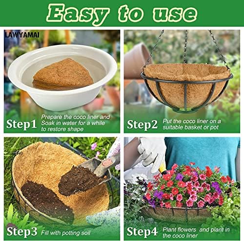 Y&M 2pcs 10inch Round Coconut Fiber Liner, Natural Coir Replacement