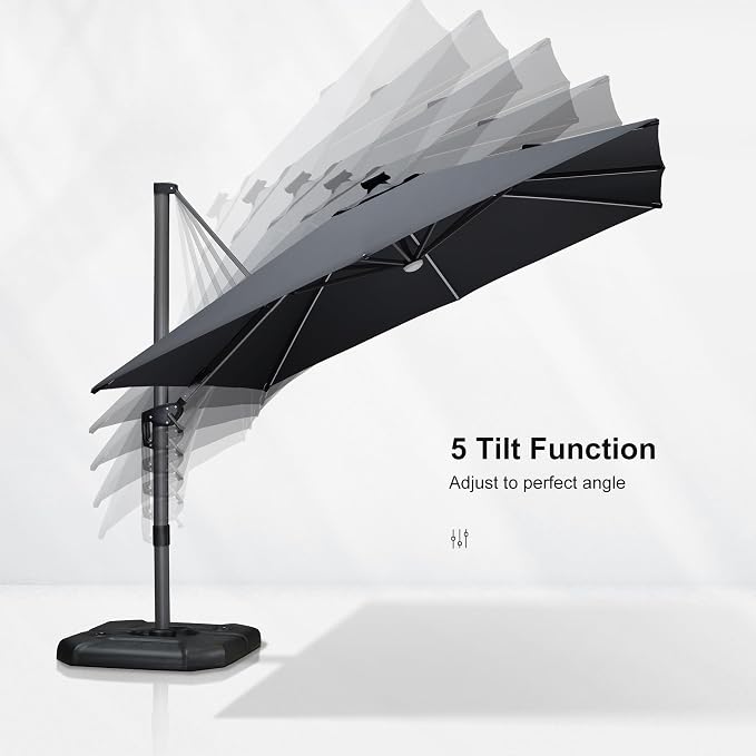 PURPLE LEAF 10 Feet Patio Umbrella Outdoor Cantilever Solar Powered LED Square - Image 6