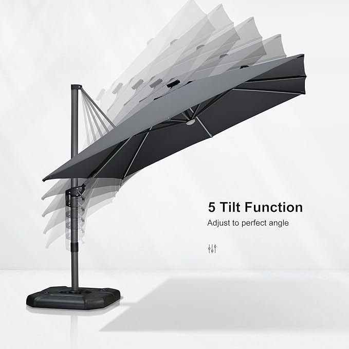PURPLE LEAF 10 Feet Patio Umbrella Outdoor Cantilever Solar Powered LED Square - Image 5