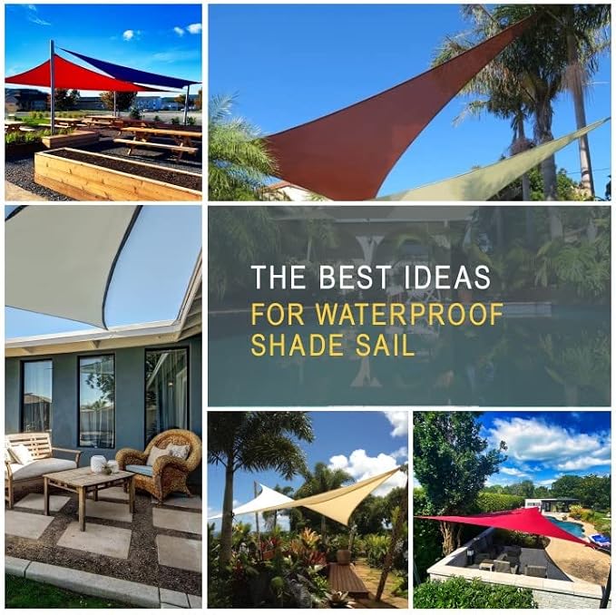 SUNNY GUARD Waterproof Sun Shade Sail 8' x 10' Sand Rectangle UV Block Sunshade - Image 7