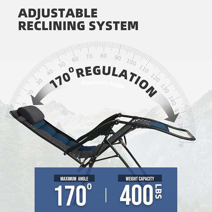 Zero Gravity Chair Oversized Folding Recliner XL, Padded Anti Gravity Lounge - Image 4