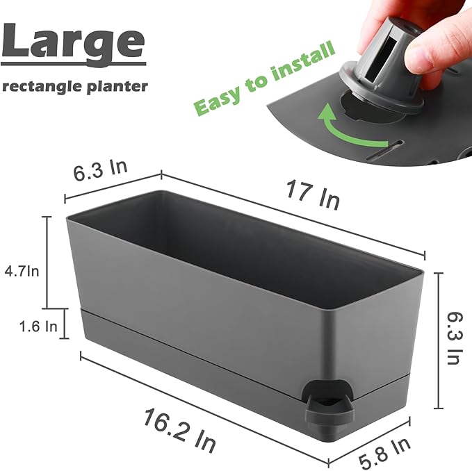 2 Pack Rectangle Self Watering Pots - Image 3