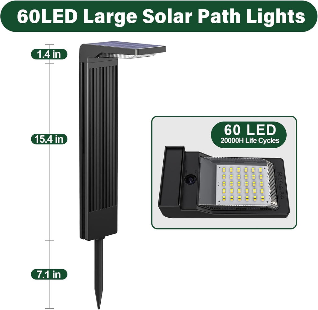 COXSENI Solar Pathway Lights Outdoor Warm/Cool White, 4Pack | 60LED, L Shape, IP65 Waterproof, Solar Powered Landscape Lights Outside for Path Driveway Lawn Patio Garden Yard
