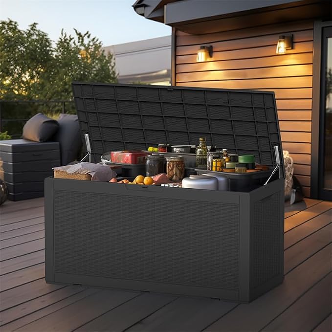 120 Gallon Outdoor Deck Box, Lockable Waterproof Outdoor Storage Boxes - Image 7