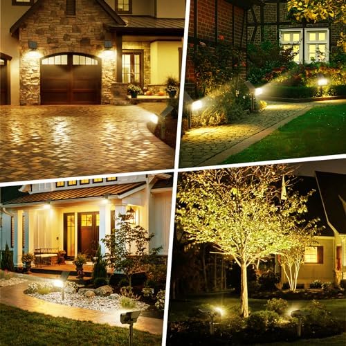 WENATY 102 LED Solar Spot Lights Outdoor Waterproof IP65, Adjustable Landscape Spotlights, [8 Pack/4 Modes] Auto On/Off Solar Powered Flood Lights for Outside Yard Garden Wall Pathway (Warm White)