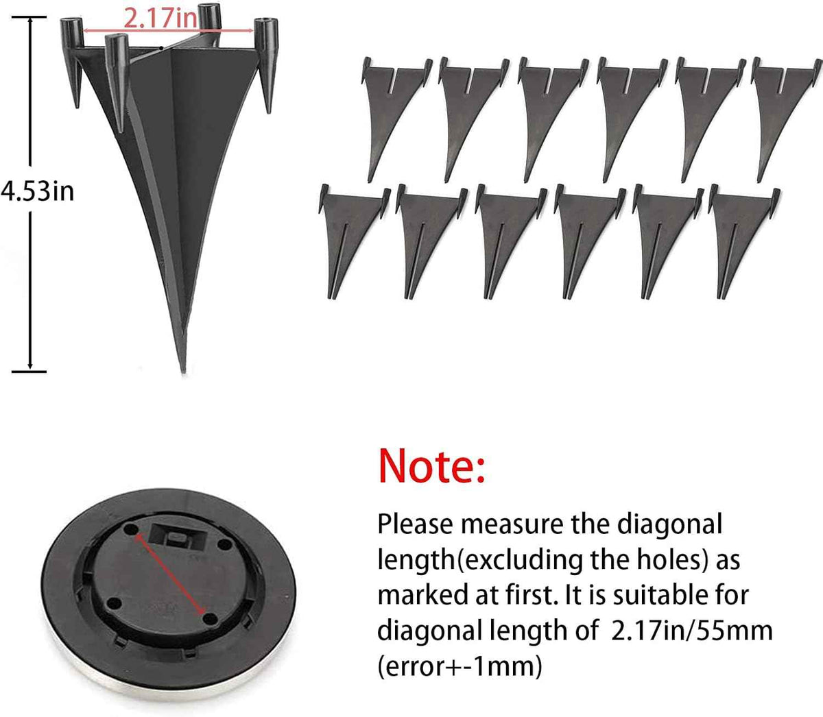 Replacement Stakes for Solar Ground Light, 6 Set Reinforced Plastic Ground Spikes, Replacement Parts for Solar Pathway Disk Light and Garden Glass Ball Outdoor
