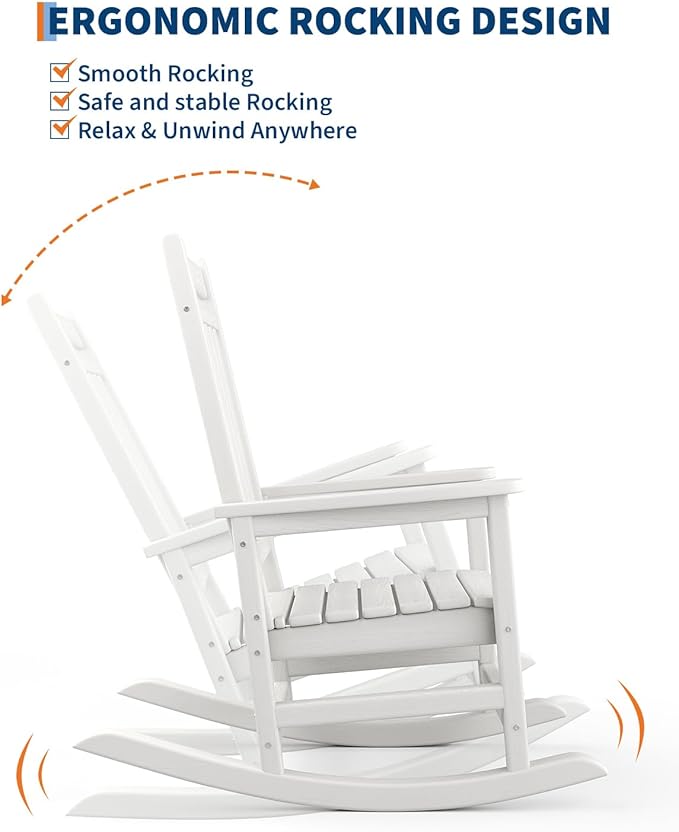 GarveeLife Poly Lumber Rocking Chair Outdoor Set of 2 - Image 4
