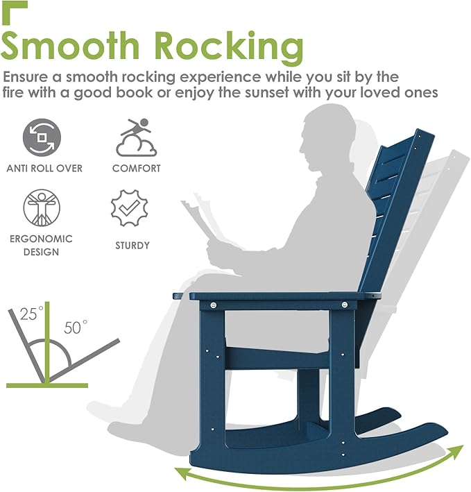 GREENVINES Outdoor Rocking Chairs | Set of 2 | Porch Rocker | HDPE Plastic | - Image 4