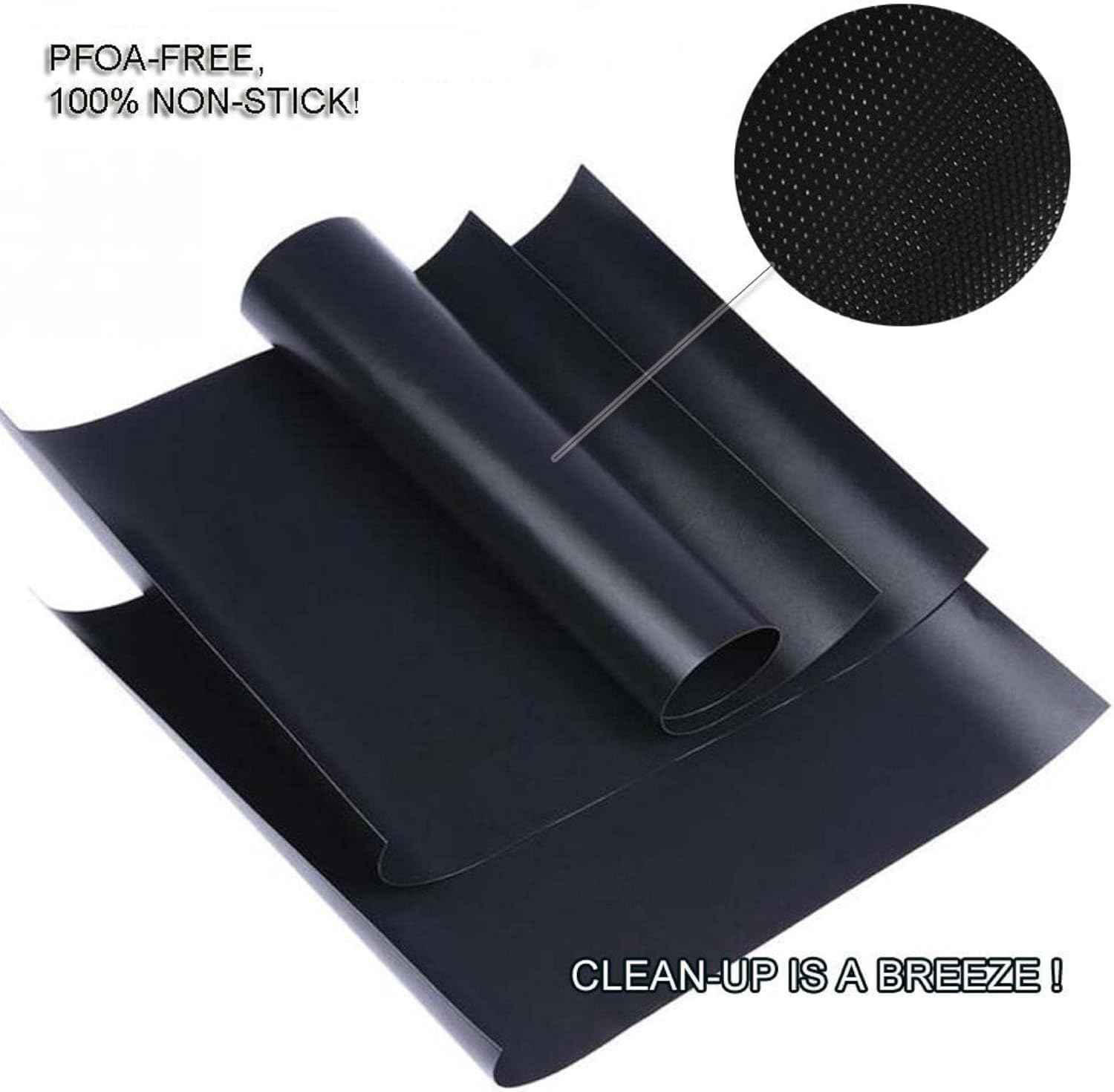 Grill Mat Set of 6, Non-Stick, 15.75 x 13 Inch, Black | Reusable Mats for Gas, Charcoal, or Electric Grills, Easy to Clean