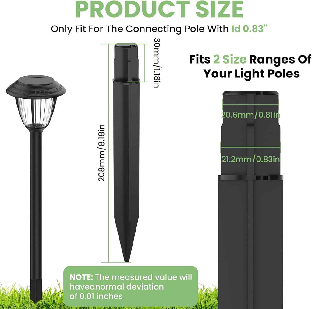 15 Pcs 8.25 Inch ABS Plastic Ground Spikes for Solar Torch Lights | Black Replacement Stakes for Garden Pathway Markers