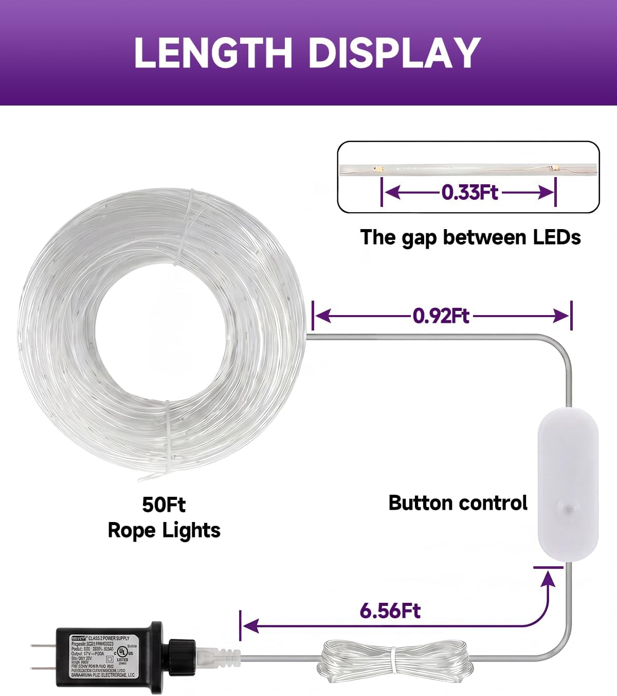 50FT Rope Lights for Outside,24 Colors Changing RGB LED Outdoor Rope Lights Waterproof with Plug & Remote,Red White and Blue Rope Lights for Camping Pool Bedroom Indoor Decor