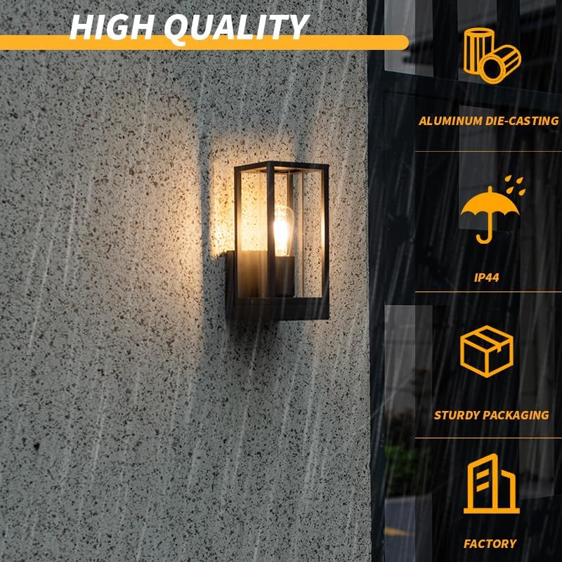 Outdoor Wall Light with Mount,Exterior Wall Lighting, Aluminum Waterproof Porch Light Fixture for Front Door, Patio,Black