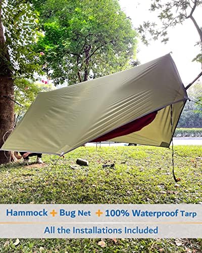 Sunyear Camping Hammock, Portable Single & Double Hammock with Net, 2