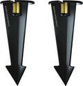 8" Outdoor Light Stake in Black Finish - Support Light Fixture Spikes, Universal Use, Resin Materials, Side Wireway (2 - Large Spike with Brass Wireway)