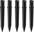 5 Pcs ABS Plastic Solar Ground Spikes, Black Ground Spike Replacement, Landscape Lighting Stakes, Solar Pathway Lights Outdoor Garden Lamp Support Stand Lighting Accessories（Round top Style）