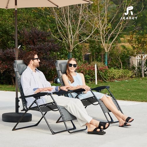 JEAREY Zero Gravity Chair, Oversized Padded Recliner - Gray/Light Gray