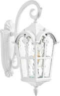 VIANIS White Porch Lights Outdoor, Dusk to Dawn Light Fixtures Wall Mount | Exterior Lighting for House with Ripple Glass, Lantern Fixture for Patio Garage Coach, Anti-Rust Waterproof, Easy to install