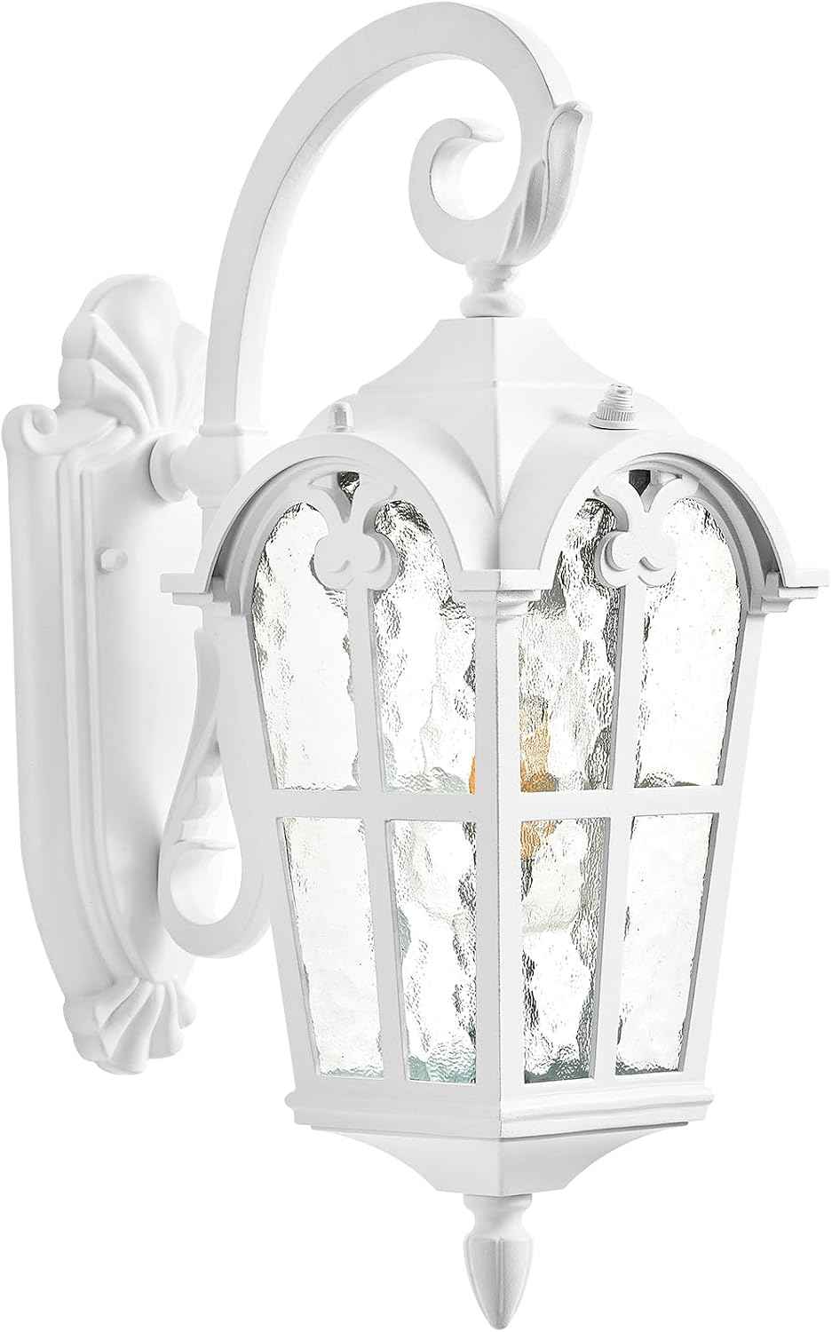 VIANIS White Porch Lights Outdoor, Dusk to Dawn Light Fixtures Wall Mount | Exterior Lighting for House with Ripple Glass, Lantern Fixture for Patio Garage Coach, Anti-Rust Waterproof, Easy to install
