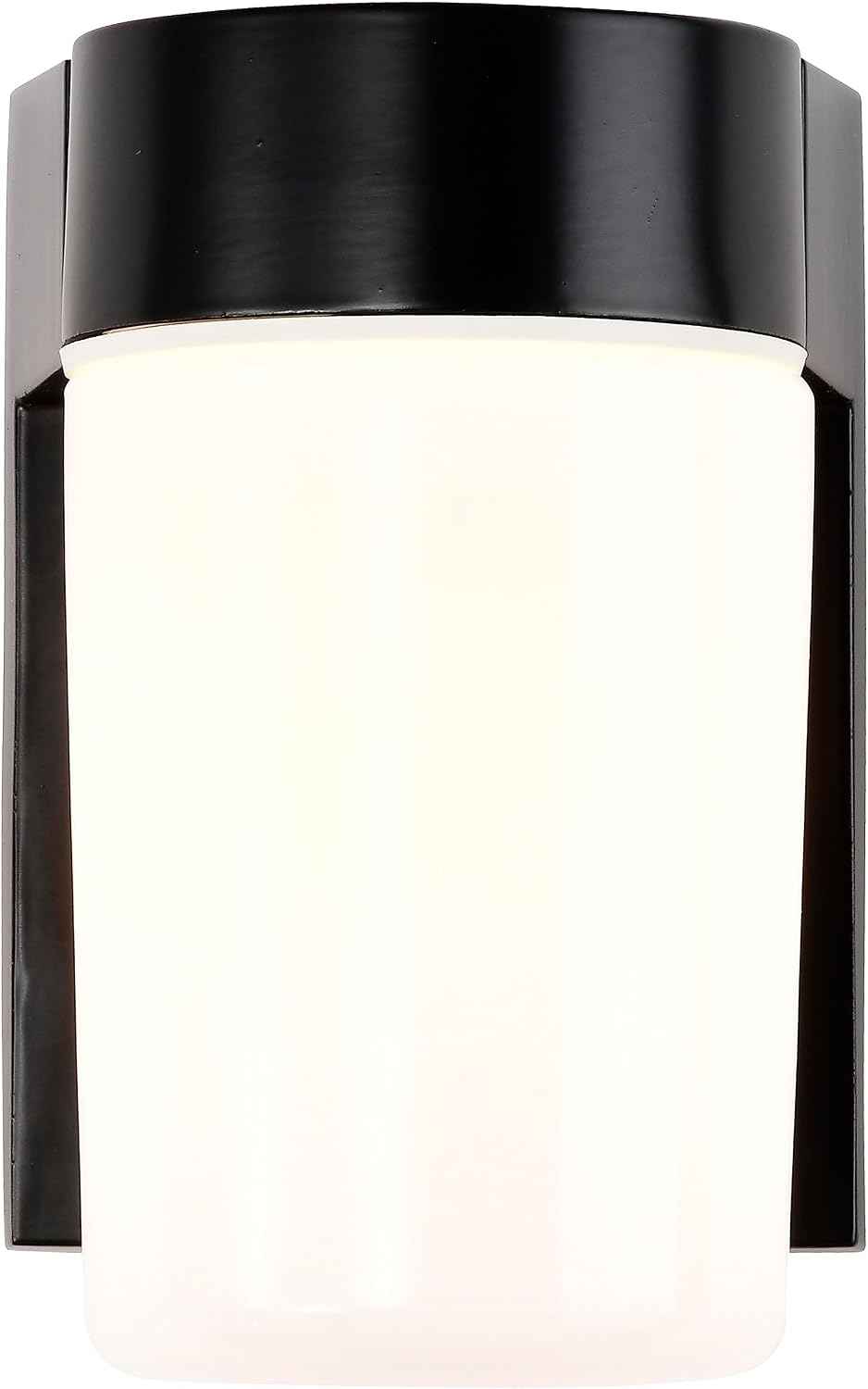 Nuvo Lighting SF77/137 Utility Fixture Die Cast Aluminum Durable Outdoor Wall Mount Porch and Patio Light with White Glass Cylinder, Black