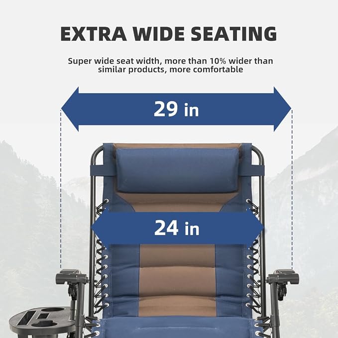 Zero Gravity Chair Set of 2 Oversized Padded Recliner - Image 4