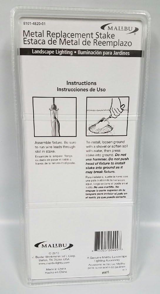 Malibu Sturdy Solid Ground Spike for Pathlight Spotlight Uplight Landscape In-ground Light Parts Metal Replacement Stake Diecast Aluminum Construction 8101-4820-01
