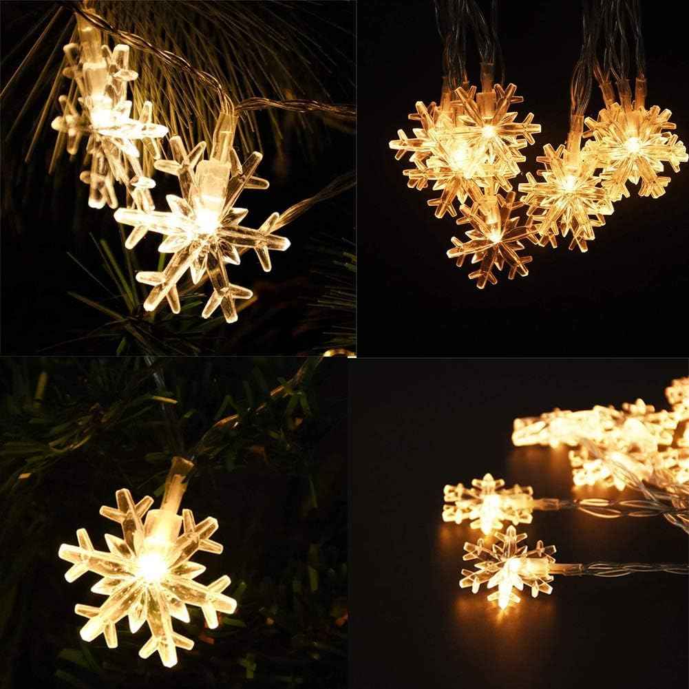 Snowflake String Lights, 10ft 20 LED USB Powered Snowflake Fairy String Lights Warm White for Christmas Birthday Party Home Decoration, SN0002