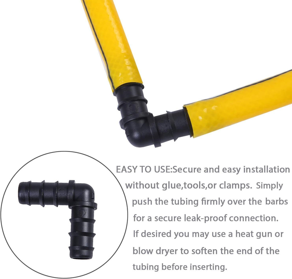 URATOT 40 Pieces Drip Irrigation Fittings Kit 1/2" Tubing Set, 10 Tees, 10 Couplings, 10 Elbows and 10 End Cap Plugs Drip Irrigation Barbed Connectors for Drip Sprinkler Systems