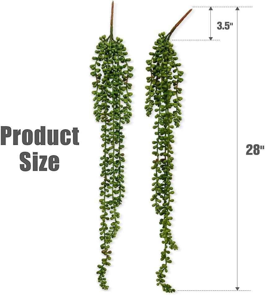 dallisten 6 Pcs Artificial Succulents Hanging Plants, Fake String of Pearls Greenery Plants, Decoration for Wall, Home, Backdrop, Garden, Indoor and Outdoor