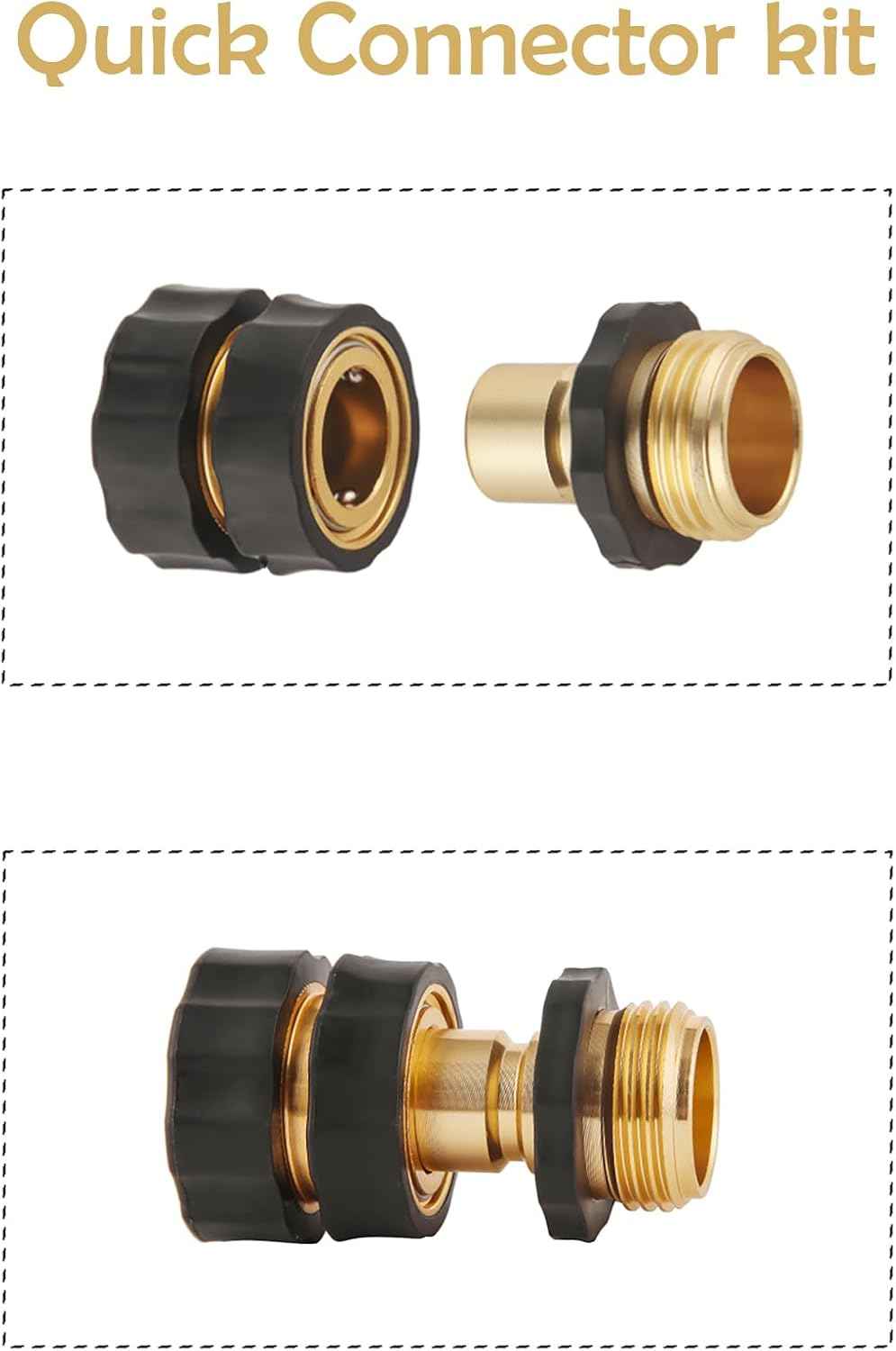 BILAL 6 Set Quick Connect Hose Fittings for Garden Hose Quick Connector | 3/4 Inch GHT Male and Female Attachment Quick Release Water Hose Adapter with Gasket