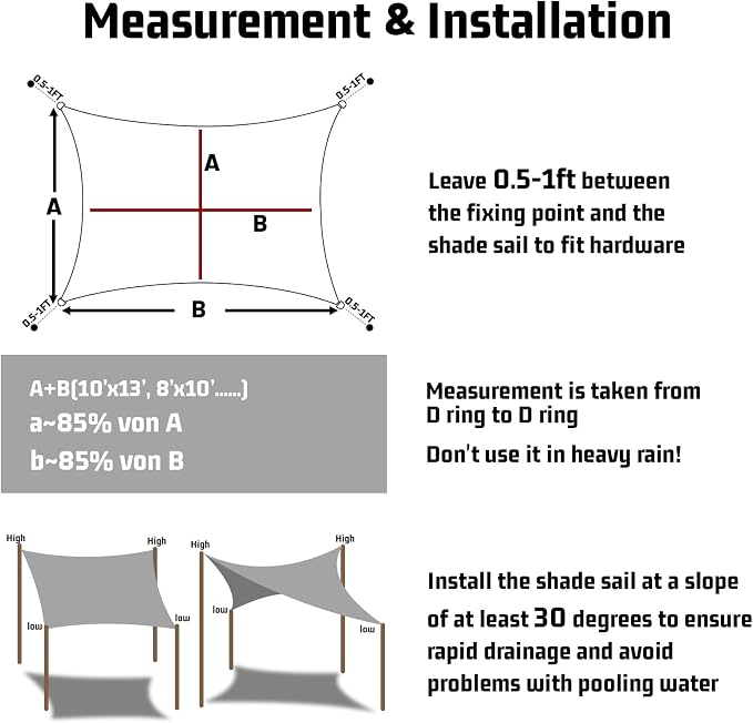 LOVE STORY Right Triangle 12'x18'x21.6' Waterproof Sun Shade Sail Canopy UV - Image 3