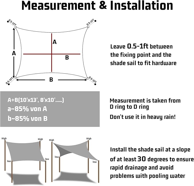 LOVE STORY Right Triangle 6'x12'x13.4' Waterproof Sun Shade Sail Canopy UV Block - Image 2