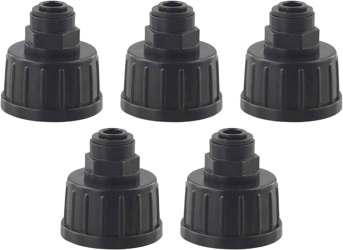 5 Pack Irrigation Connectors Atomization Joint Garden Watering System Adjustable Spray Fittings Black and White 5PC Set(Black)