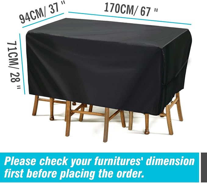 Velway Patio Furniture Cover Outdoor, Waterproof Rectangular Patio Table Chair - Image 3