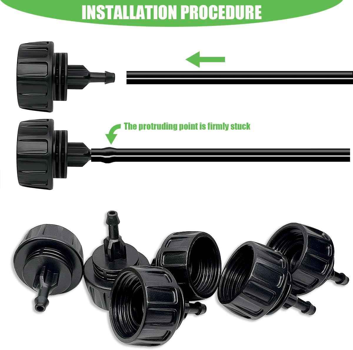 6 Pack Drip Irrigation Hose Connectors, 1/4 Inch Drip Irrigation Tubing to Faucet/Garden Hose Adapter, 3/4 to 1/4 inch Drip Irrigation Tubing Connectors, 1/4 Inch Drip Irrigation Garden Hose Adapter
