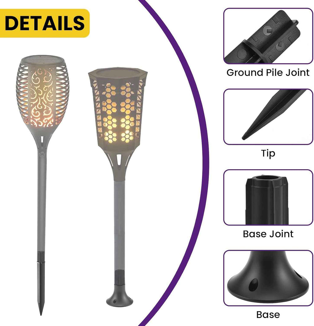 10 Pcs Solar Light Stakes Kit, ABS Plastic Ground Spikes Replacement | Reinforced Ground Stakes & Round Bases, Fit 0.83" ID Round Pole, for Solar Pathway Lights Garden Lights Torch Lights