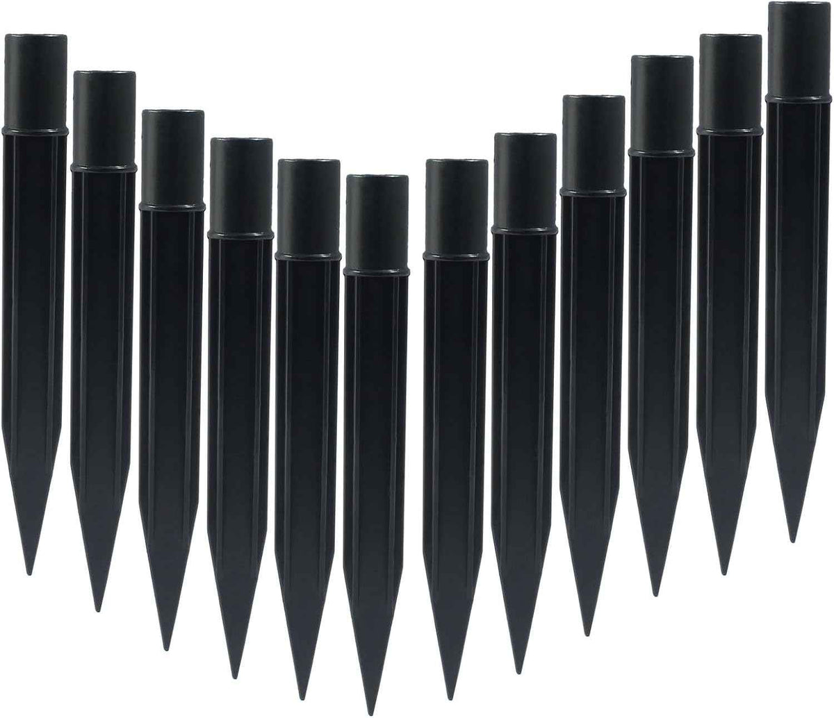 12Pcs Solar Lights Spikes, 8.25 Inch Torch Stake | Plastic Lights Replacement Stakes, For Garden Lights Landscape Yard Pathway Patio Lamps Pole, Inside Diameter 0.85 Inches