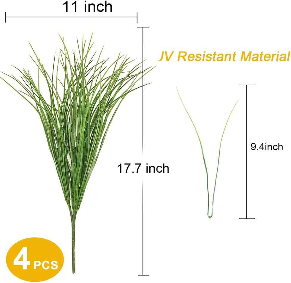 DVGUN Artificial 4 Count Pack of 4 - Artificial Plastic Outdoor UV Resistant Faux Garden Resistant Wheat Grass Greenery for House Plants Bushes Shrubs Indoor Decor